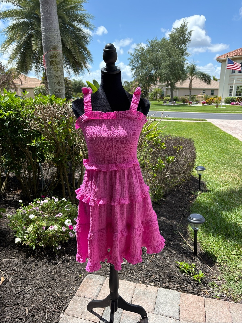 Planet Gold Hot Pink Smocked Dress
